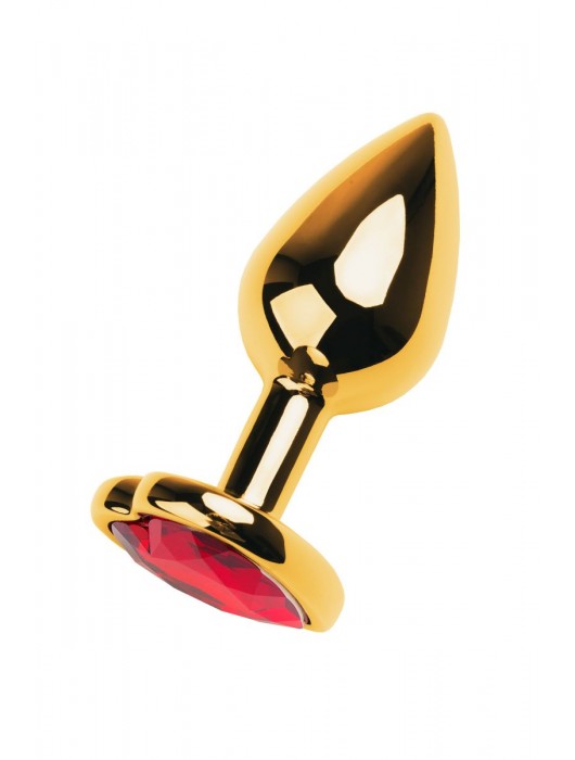 Золотистая анальная пробка с кристаллом-сердцем - 7,5 см. - ToyFa - купить с доставкой в Серпухове