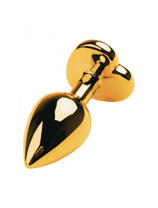 Золотистая анальная пробка с кристаллом-сердцем - 7,5 см. - ToyFa - купить с доставкой в Серпухове