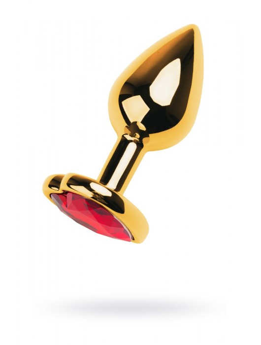 Золотистая анальная пробка с кристаллом-сердцем - 7,5 см. - ToyFa - купить с доставкой в Серпухове