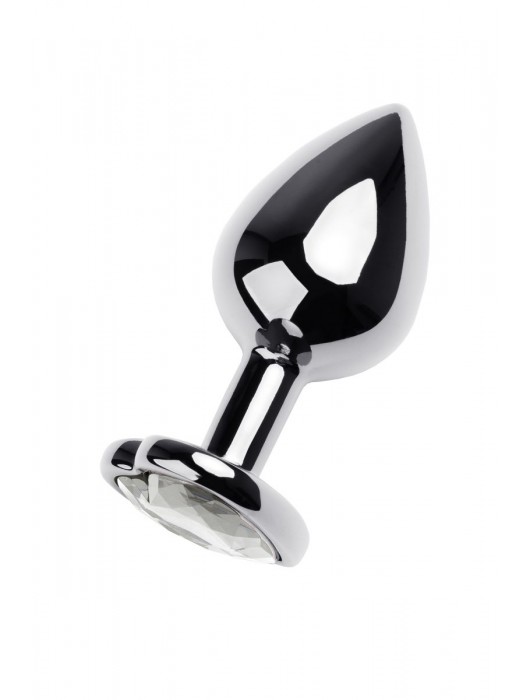 Серебристая анальная пробка с прозрачным кристаллом-сердцем - 8 см. - ToyFa - купить с доставкой в Серпухове