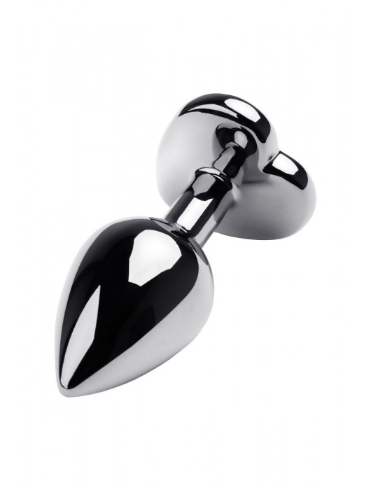 Серебристая анальная пробка с прозрачным кристаллом-сердцем - 8 см. - ToyFa - купить с доставкой в Серпухове