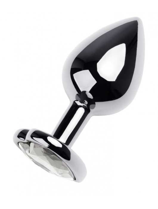 Серебристая анальная пробка с прозрачным кристаллом-сердцем - 8 см. - ToyFa - купить с доставкой в Серпухове