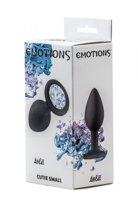 Чёрная анальная пробка Emotions Cutie Small с прозрачным кристаллом - 7,5 см. - Lola Games - купить с доставкой в Серпухове