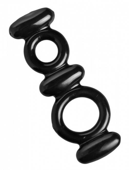Двойное эрекционное кольцо Dual Stretch To Fit Cock and Ball Ring - XR Brands - в Серпухове купить с доставкой