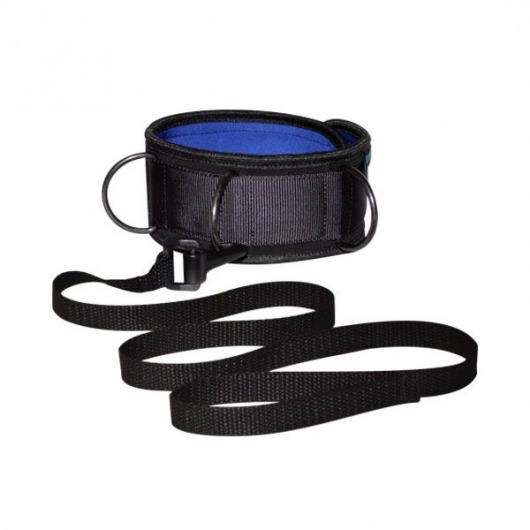 Чёрно-синий неопреновый ошейник с поводком - Sitabella - купить с доставкой в Серпухове