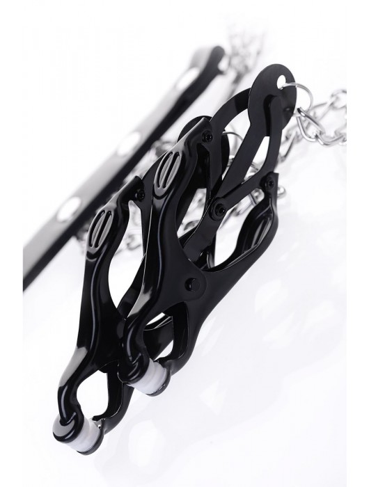 Черно-серебристые зажимы для сосков с кольцом для пениса TOYFA Metal - ToyFa - купить с доставкой в Серпухове